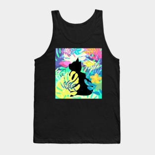 Tropical with black cat Tank Top